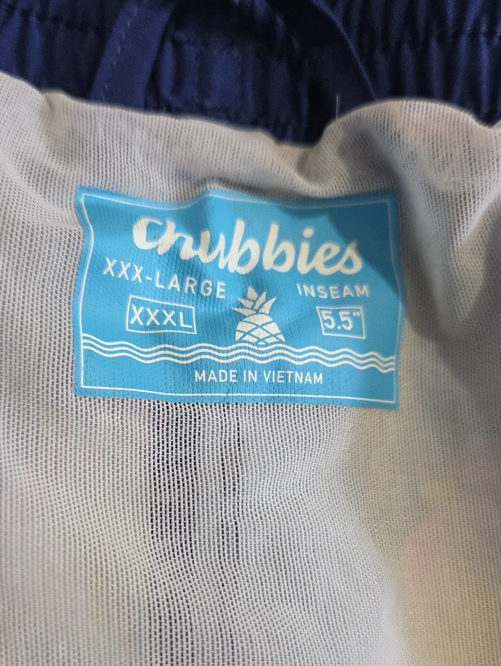 Chubbies 5.5 Inch Inseam Navy Rooster Print Swim Trunks with Pink Drawstring